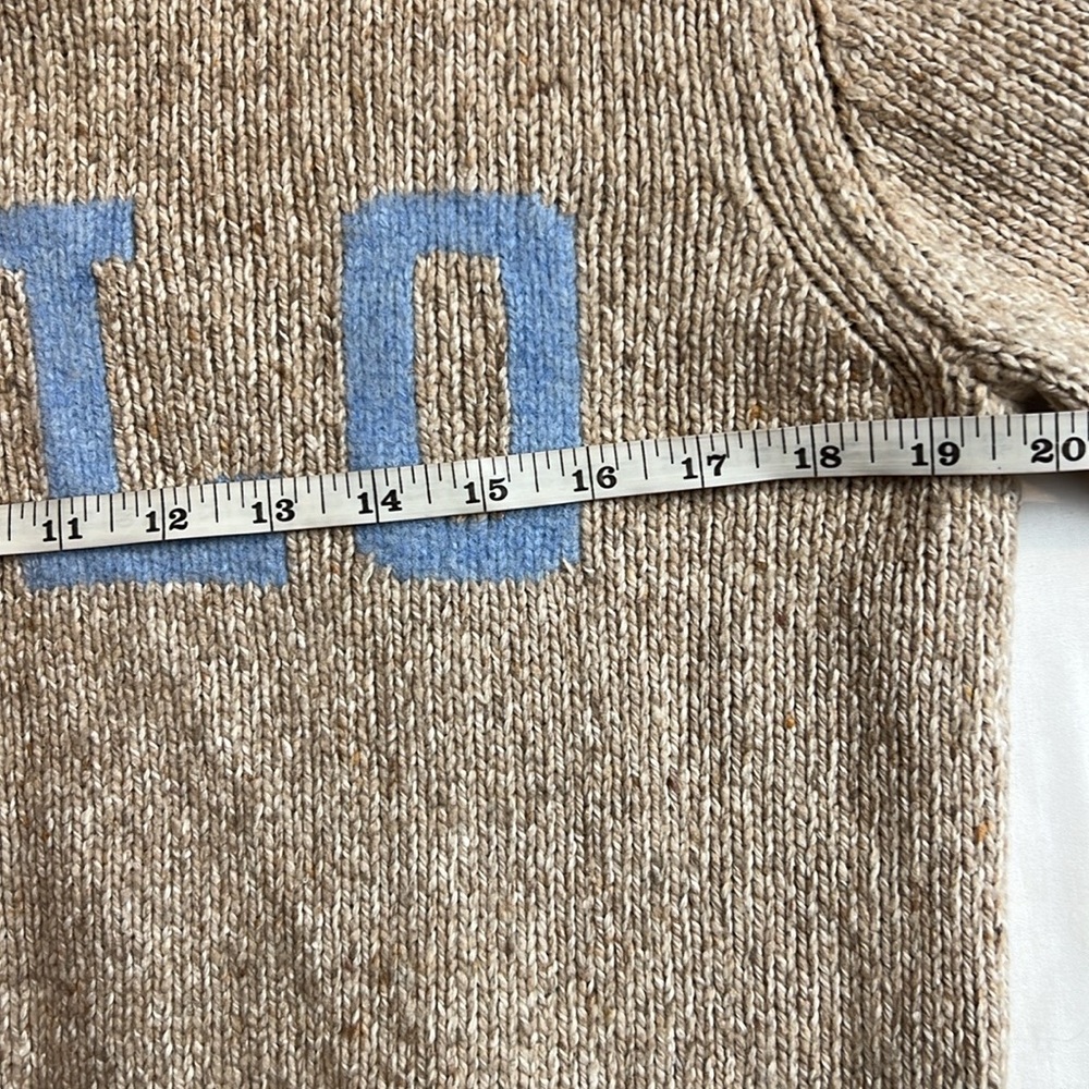 Polo Ralph Lauren Logo Crewneck Wool Blend Sweater Blue & Tan SZ XS - Picture 8 of 13